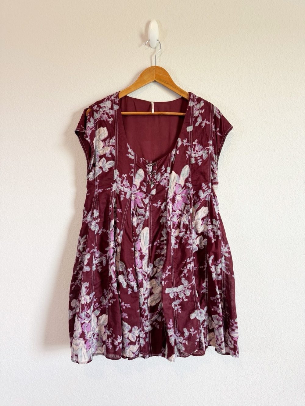 Free People Sully Purple Floral Print Boho Festival Flowy Mini Dress Size Small